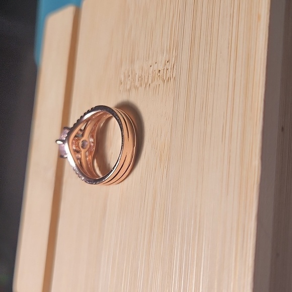 Rose Gold Cubic Zirconia Engagement Ring Size 6.5 - Picture 5 of 8